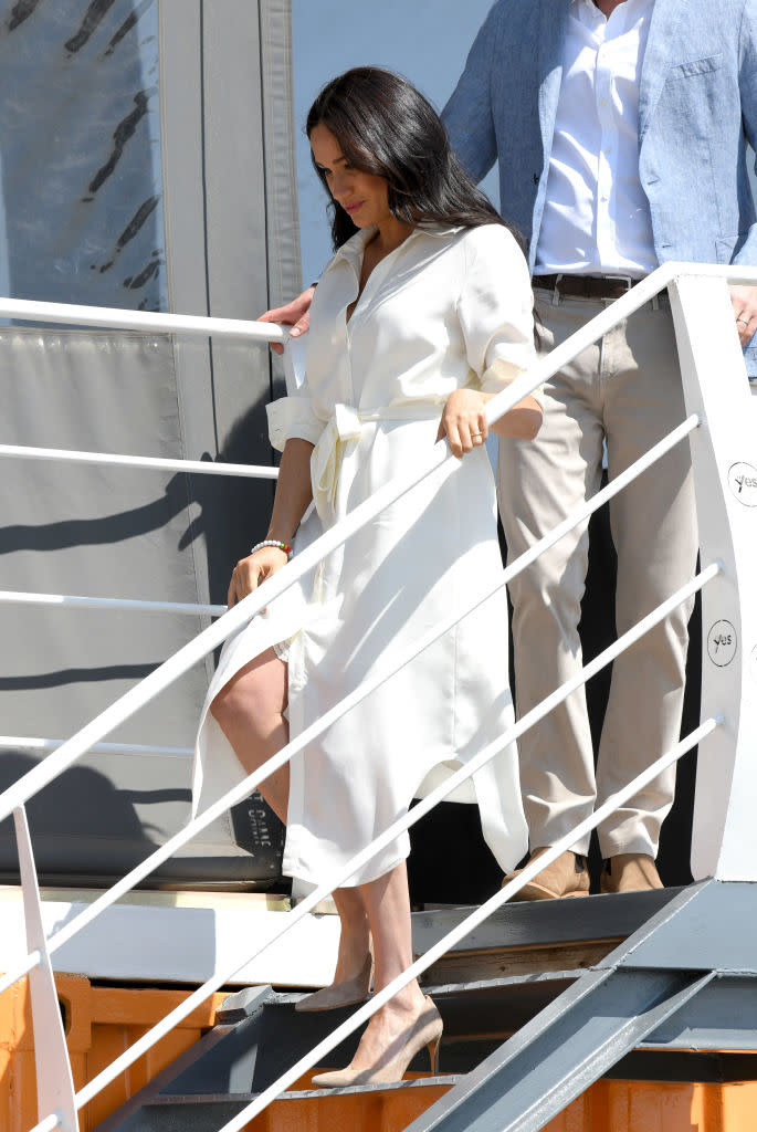 JOHANNESBURG, SOUTH AFRICA - OCTOBER 02: Meghan, Duchess of Sussex visits the Tembisa Township with Prince Harry, Duke of Sussex to learn about Youth Employment Services on October 02, 2019 in Tembisa, South Africa.  (Photo by Karwai Tang/WireImage)