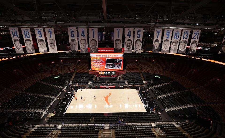 The WNBA is focusing on storytelling as it grows its footprint, which included preseason game in Toronto at Scotiabank Arena this month. (Steve Russell/Toronto Star via Getty Images)