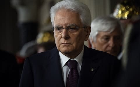 President Sergio Mattarella vetoed anti-euro economist Paolo Savona as economy minister - Credit: Antonio Masiello/Getty