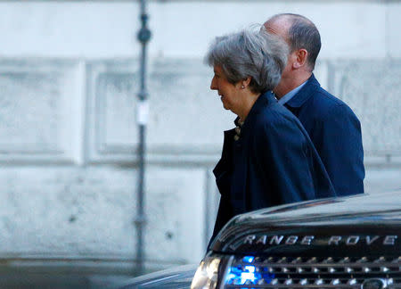 Britain's Prime Minister Theresa May arrives at Downing Street in London, Britain, October 22, 2018. REUTERS/Henry Nicholls