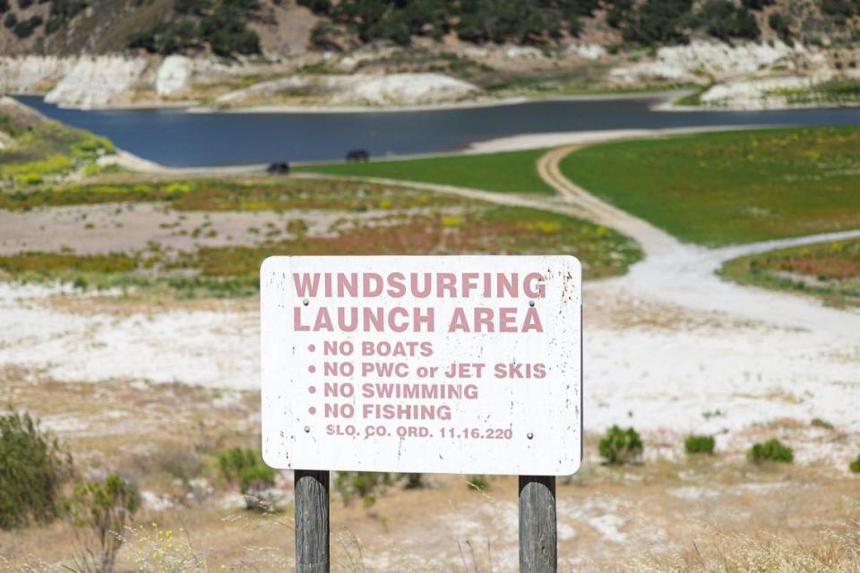 The windsurfing launch area is a long way from the waterline. Many South San Luis Obispo county towns rely on Lopez Lake for most or all of their water; levels were at 28.4% on May 13, 2022.