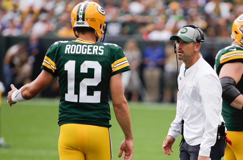 A disagreement like the one Aaron Rodgers and Matt LaFleur had on Sunday is easy to downplay after a 2-0 start. (AP)