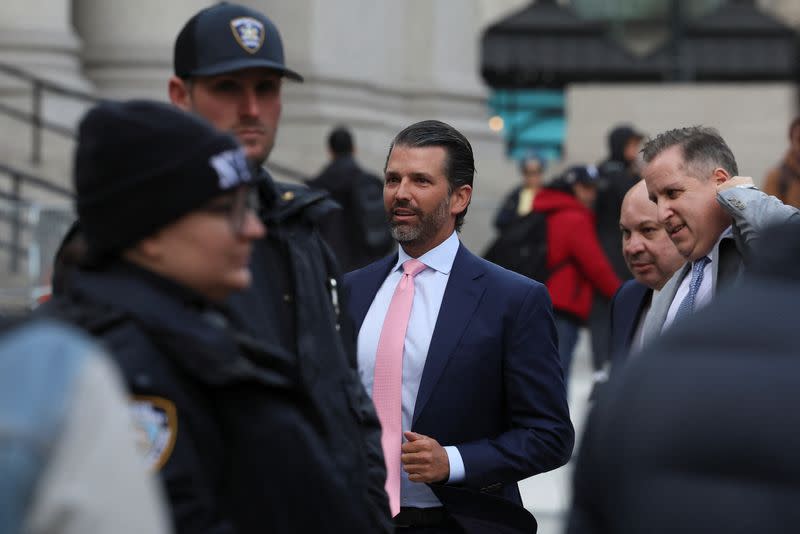 Donald Trump Jr. attends the Trump Organization civil fraud trial, in New York State Supreme Court in the Manhattan borough of New York City