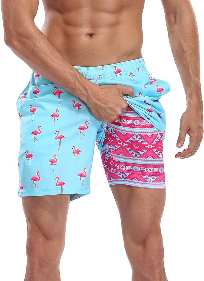 LRD Men's Swim Trunks with Compression Liner 7 Inch Inseam Quick Dry. PHOTO: Amazon