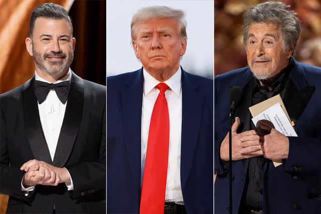 <p>Frank Micelotta/Disney via Getty (2); Joe Raedle/Getty</p> Jimmy Kimmel, Donald Trump, Al Pacino