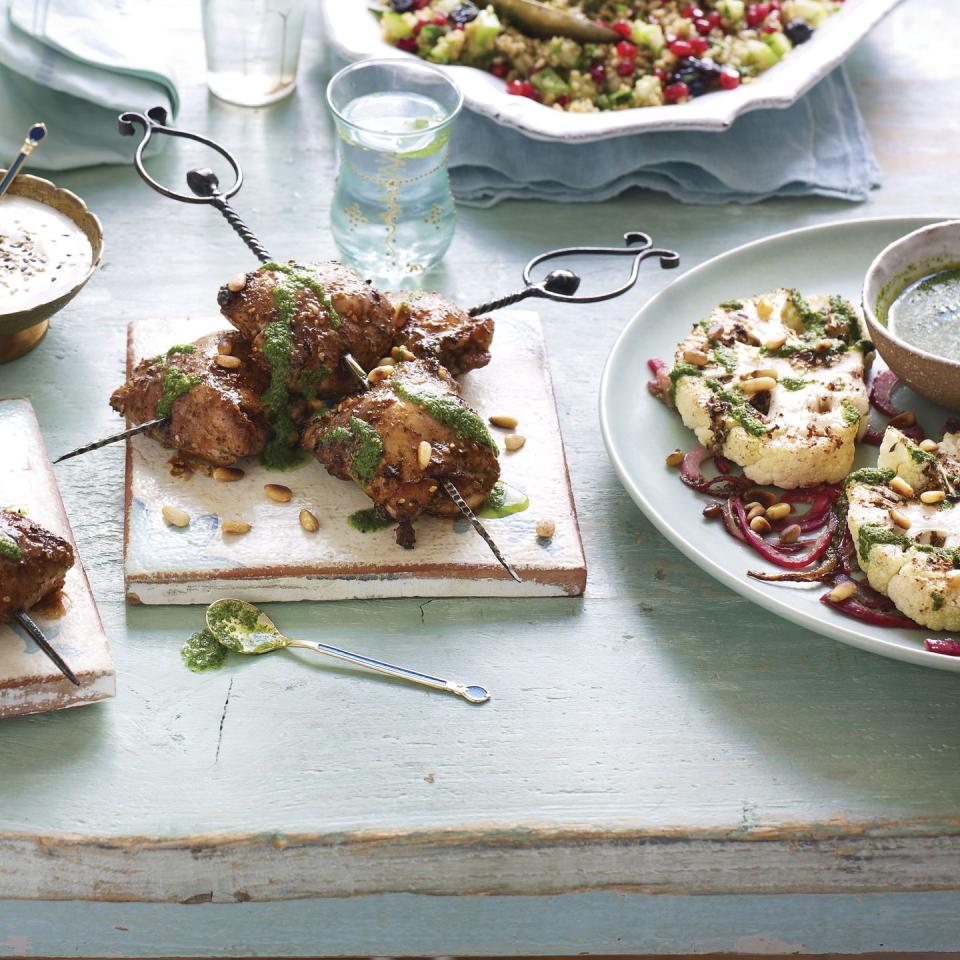 zaatar lemon chicken and cauliflower steaks