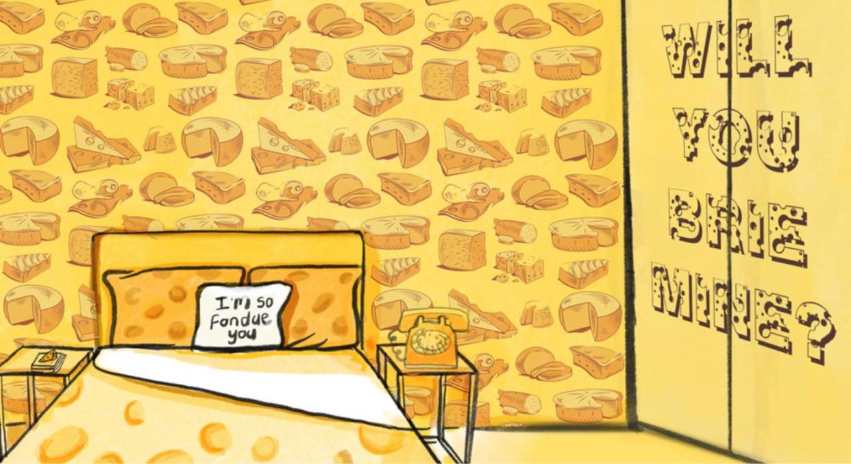 This bedroom is so cheesy. [Photo: Café Rouge]