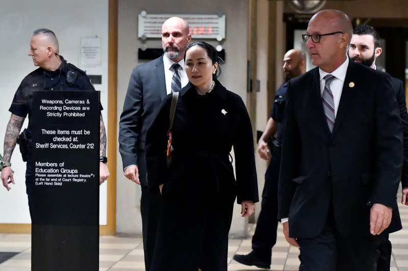 Huawei Chief Financial Officer Meng Wanzhou leaves B.C. Supreme Court following her extradition hearing in Vancouver