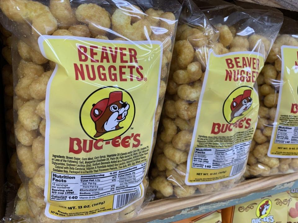 Beaver Nuggets are one of the popular snack items Buc-ee's offers. The sugary treats have been described as caramel-covered corn pops.