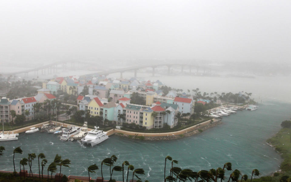 Hurricane Matthew moves through Paradise Island in Nassau, Bahamas