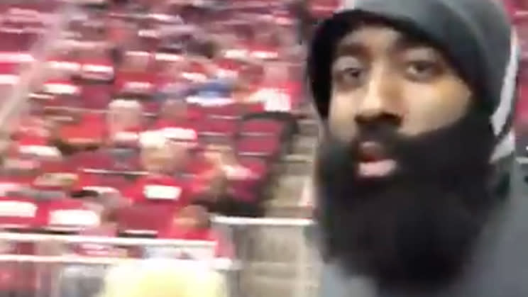 James Harden rocked a fluffy purple sweater and fuzzy slippers for his NBA  arrival and fans were split