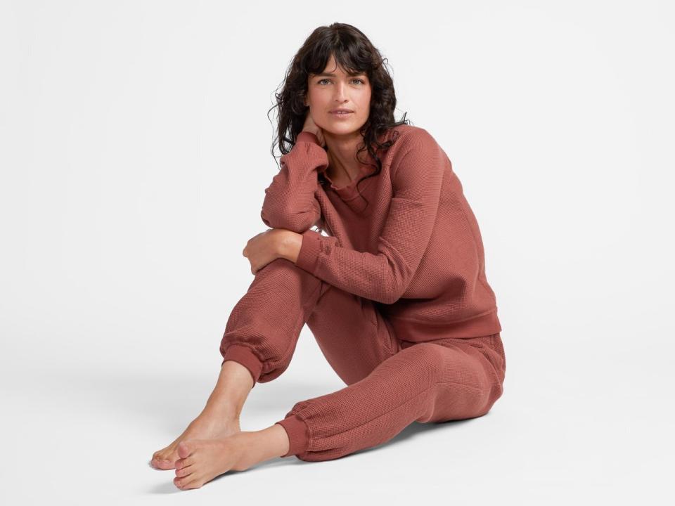 To lounge around in, this set includes a crew-neck pullover top and joggers. It comes in sizes extra small to extra large. <a href="https://fave.co/3kCilRd" target="_blank" rel="noopener noreferrer">Originally $149, get it now for 20% off at Parachute</a>. You can find it in <a href="https://fave.co/2UwkhA7" target="_blank" rel="noopener noreferrer">men's sizes</a>, too.