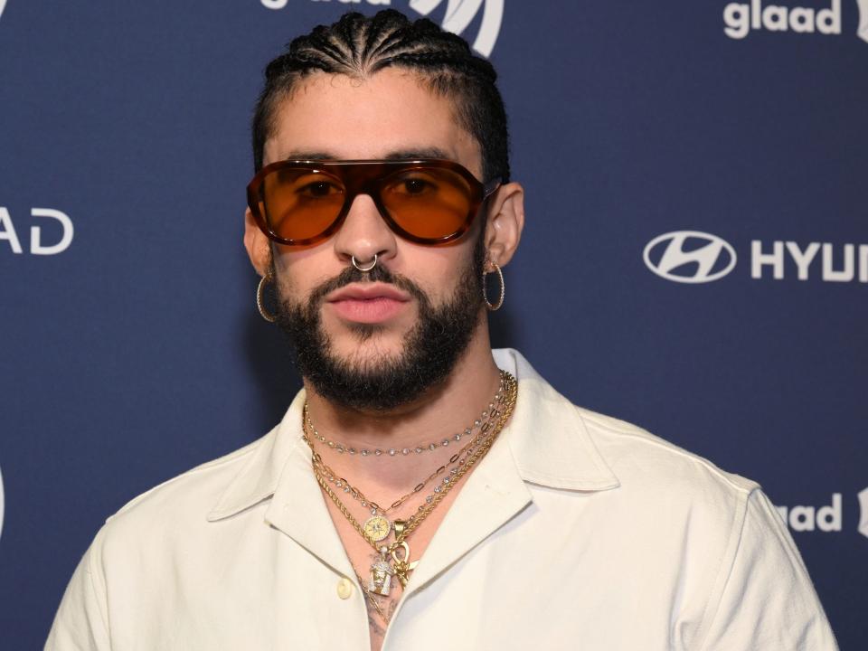 Honoree Bad Bunny attends the GLAAD Media Awards at The Beverly Hilton on March 30, 2023 in Beverly Hills, California.