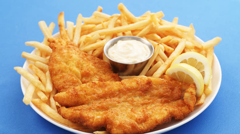 Fish and chips on a plate