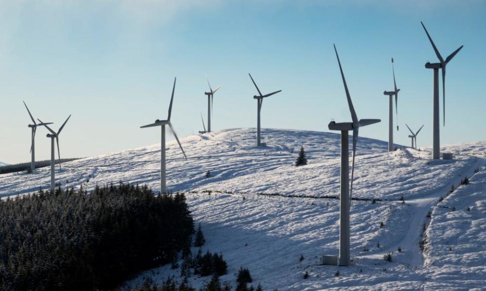 RWE Bowbeat wind farm in the Moorfoot hills, Scotland.