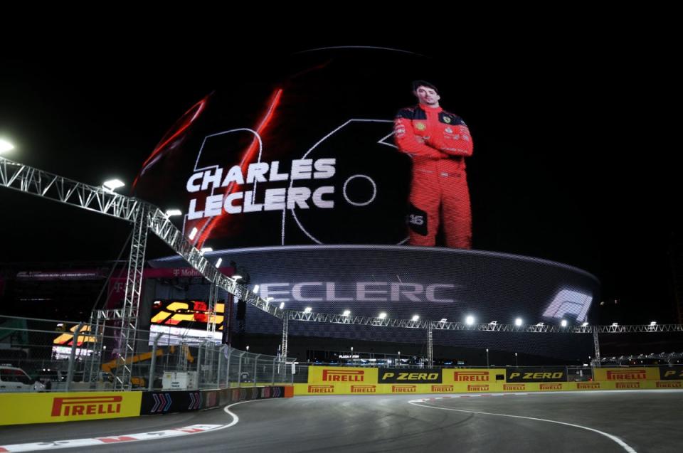 Ferrari's Charles Leclerc is on pole position for the Las Vegas Grand Prix (REUTERS)