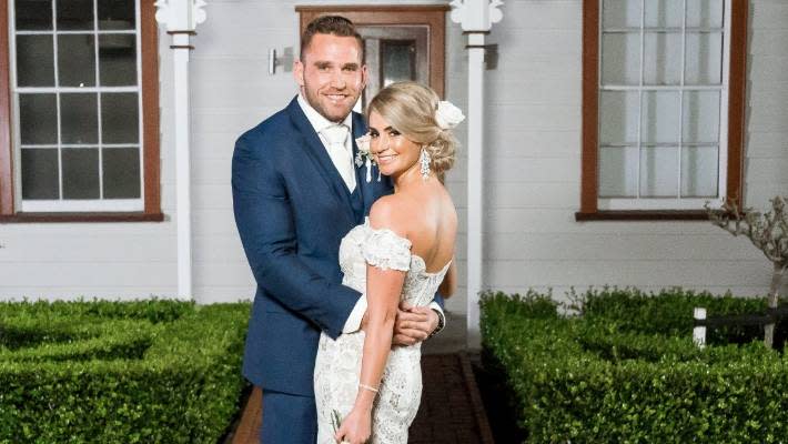 Bel Clarke and her on-screen husband, Haydn Daniels, on Married at First Sight NZ in 2017