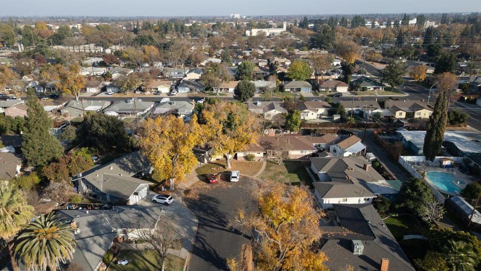 Modesto housing from Bronson Avenue in Modesto, Calif., Wednesday, Dec. 13, 2023. 