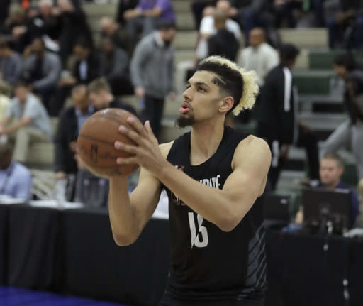 In this May 17, 2018, file photo, standout college basketball recruit Brian Bowen participates in the NBA draft basketball combine in Chicago. (AP)