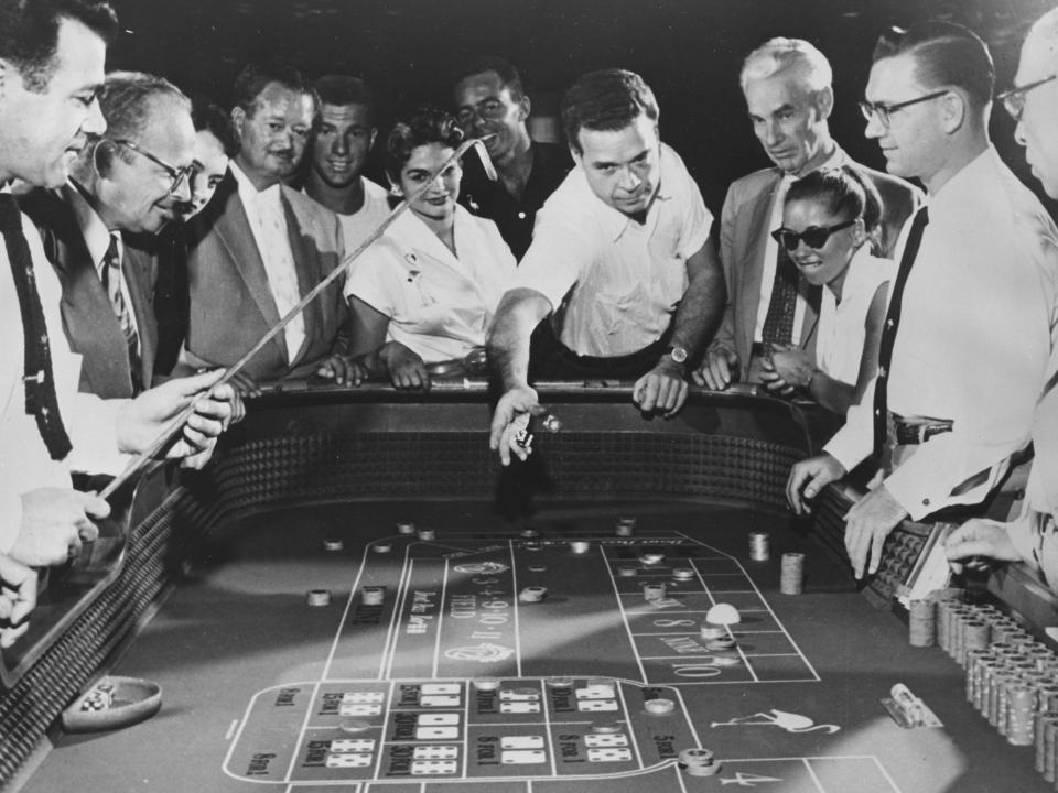 Gamblers play 'craps' in Las Vegas, Nevada