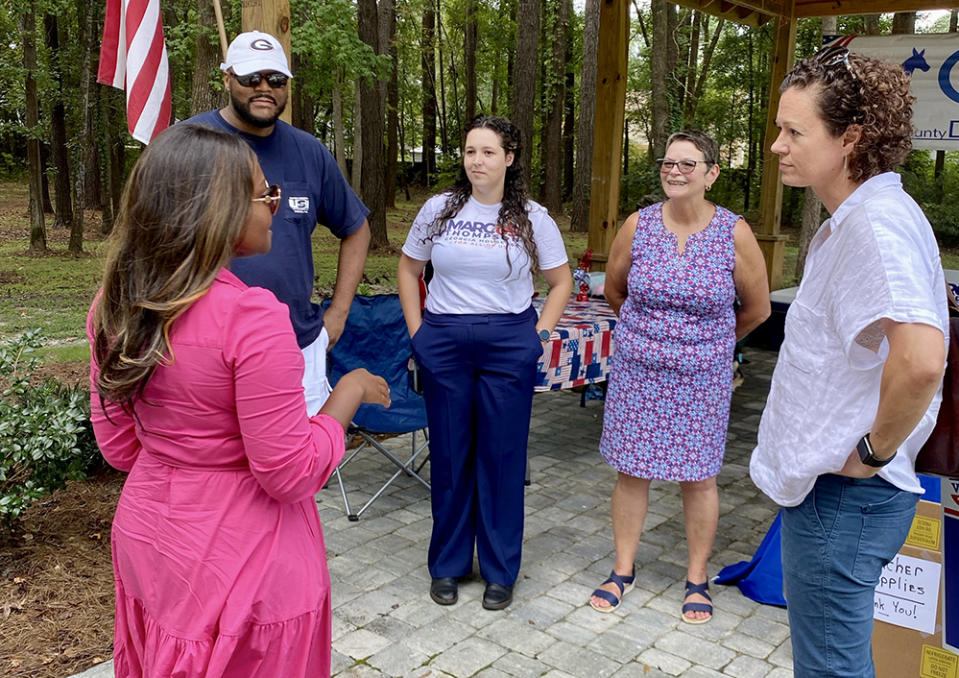 Democrat Alisha Thomas Searcy met with voters in Bryan County, near Savannah. (Courtesy of Alisha Thomas Searcy)