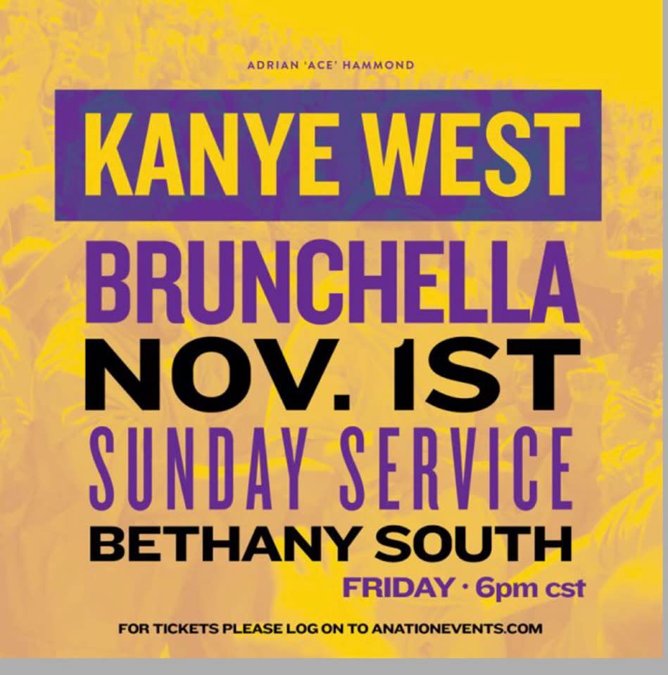 The poster for the event doesn't seem to keep Kanye and 'Brunchella' as seperate as some are arguing. Photo: Facebook