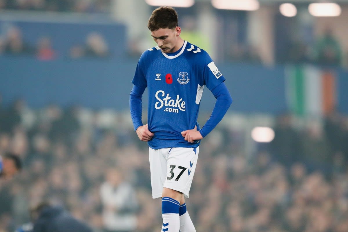 Everton’s James Garner is out for two months with a back injury (Isaac Parkin/PA) (PA Wire)