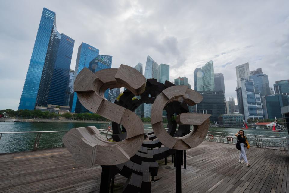 Buildings in the central business district in Singapore, on Wednesday, Feb. 14, 2024.