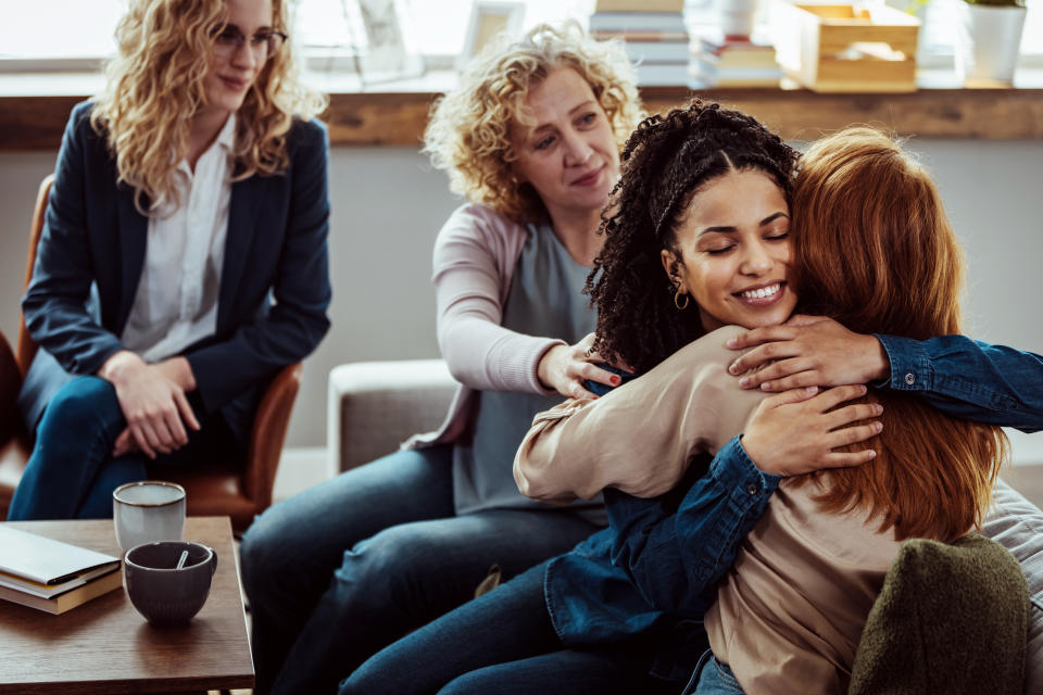 Helen* met her girlfriend at a support group for bisexual married women. Posed by models. (Getty Images)