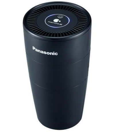 The Panasonic nanoe X Air Purifier, which looks like an insulated coffee mug, on its own against a white background.