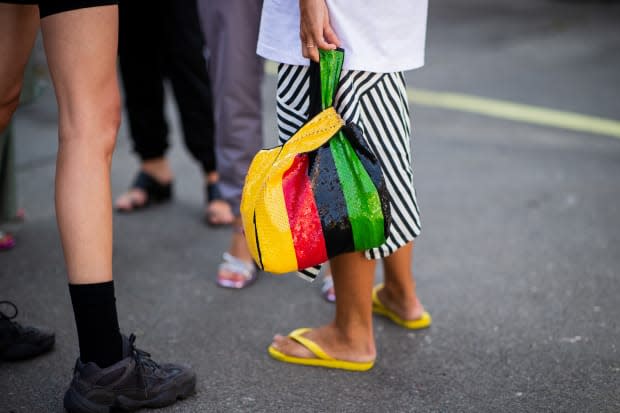 <em>Flip flops at Copenhagen Fashion Week Spring 2019. Photo: Christian Vierig/Getty Images</em>