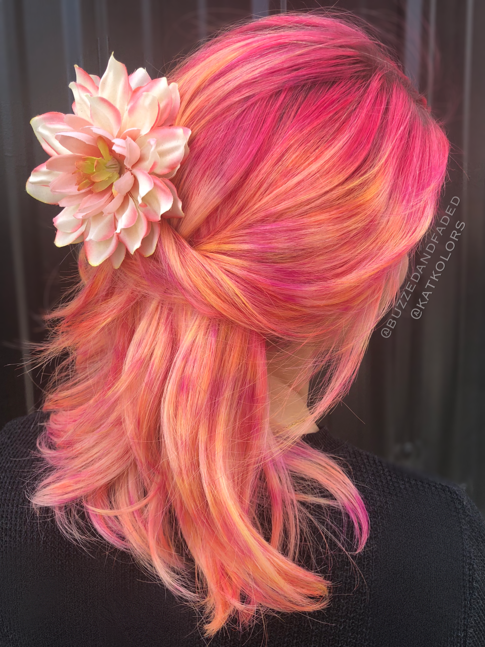 Andrew and Kat Collett, a husband-and-wife hairstylist duo, filled water guns with rainbow hair dye to create an unexpected hair-dyeing technique.