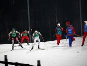 Nordic Combined Events - Pyeongchang 2018 Winter Olympics - Men's Team 4 x 5 km Final - Alpensia Cross-Country Skiing Centre - Pyeongchang, South Korea - February 22, 2018 - Lukas Klapfer of Austria, Hideaki Nagai of Japan and Espen Andersen of Norway compete. REUTERS/Carlos Barria