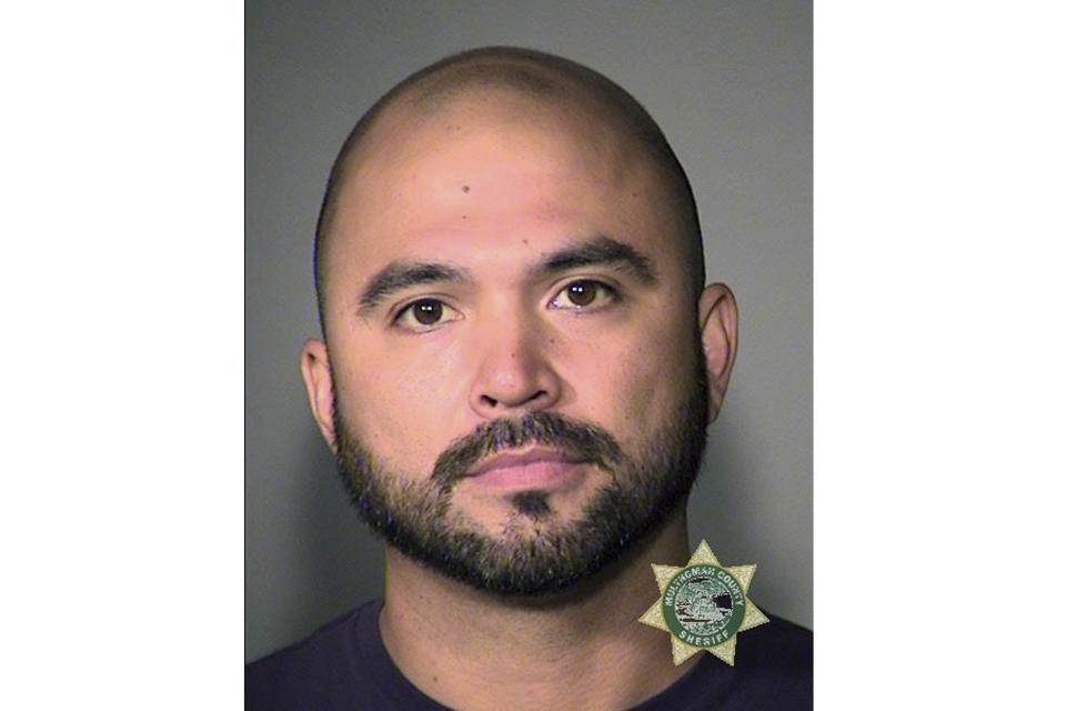This booking photo provided by the Multnomah County Sheriff&#39;s Office shows Patriot Prayer leader Joey Gibson on Friday, Aug. 16, 2019. Authorities arrested Gibson, the leader of the right-wing group, on the eve of a far-right rally that&#39;s expected to draw people from around the U.S. to Portland, Ore., on Saturday, Aug. 17 prompting Gibson to urge his followers to &quot;show up one hundred-fold&quot; in response. (Multnomah County Sheriff&#39;s Office via AP)