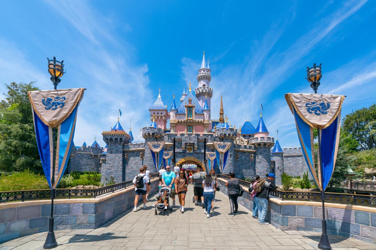 General views of Sleeping Beauty Castle at Disneyland on May 27, 2022 in Anaheim, California.