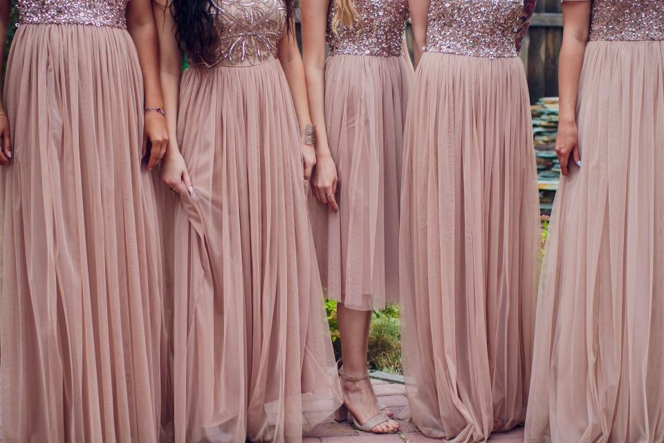 bridesmaids in pink dresses