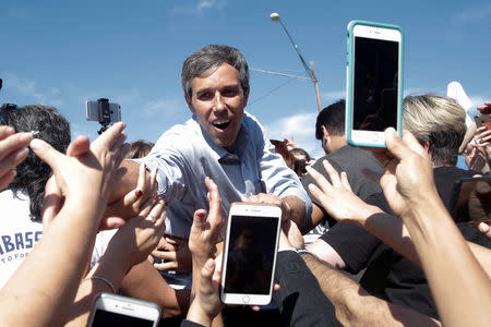 FILE PHOTO: U.S. Rep. Beto O'Rourke (D-TX), candidate for U.S. Senate greets supporters at a campaign rally in Austin, Texas, U.S., November 4, 2018. REUTERS/Mike Segar/File Photo