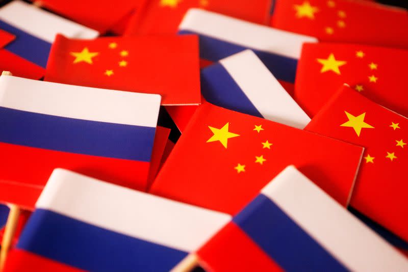 FILE PHOTO: Illustration picture of China and Russia flags