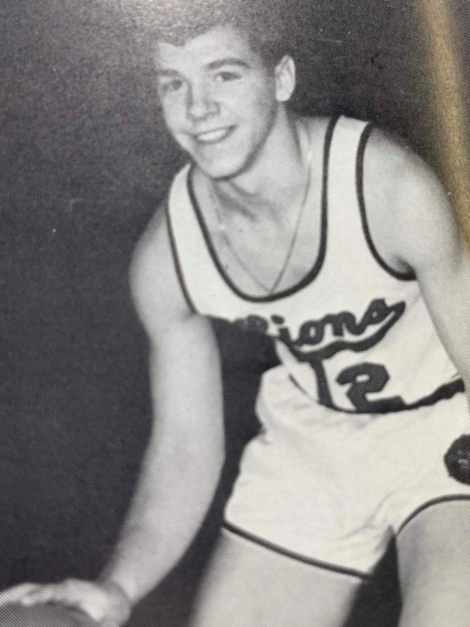 Nick Saban during his time playing basketball for Monongah High School in Monongah, West Virginia.