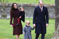 <p>The family walks to church on Christmas Day in 2016.</p>