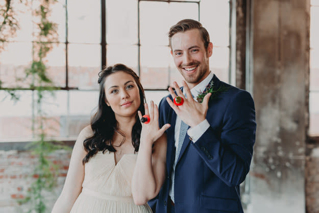 If all else fails, you can get married with Ring Pop wedding bands, like this couple did