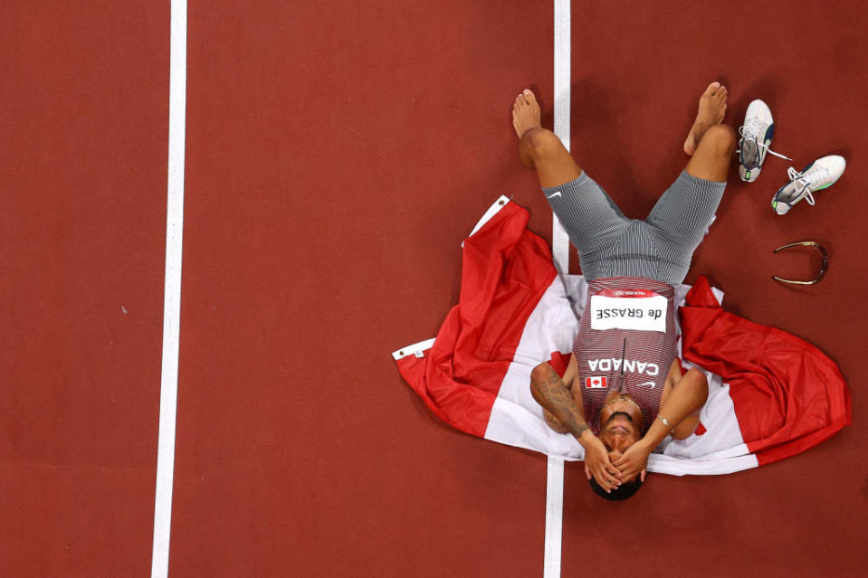 Andre De Grasse won the men's 200m gold medal on Wednesday, the first Canadian to claim gold since 1928. (Getty)