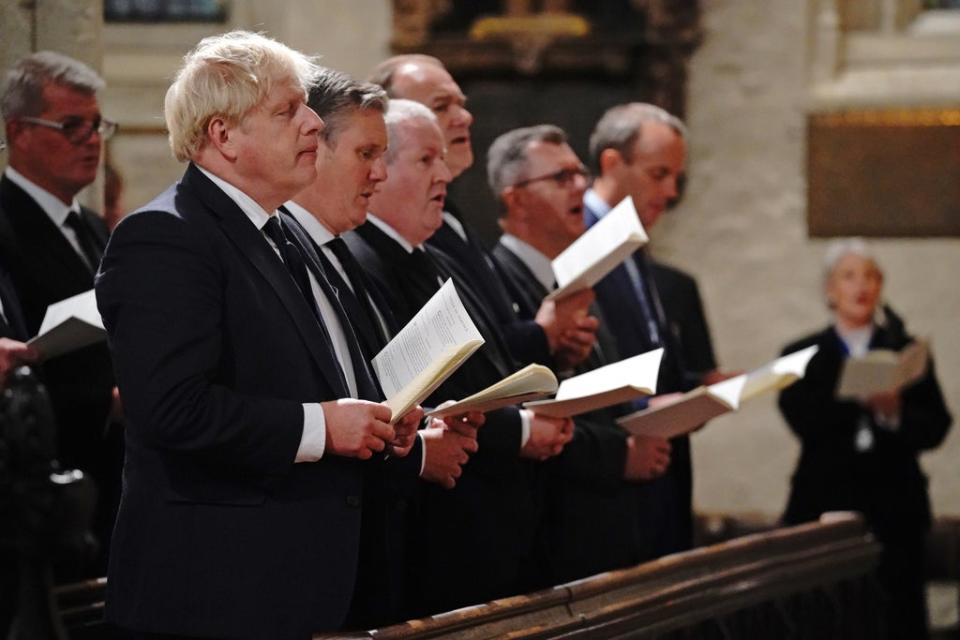 Boris Johnson, Sir Keir Starmer and SNP Westminster leader Ian Blackford attend a service to honour Sir David Amess (Jonathan Brady/PA) (PA Wire)