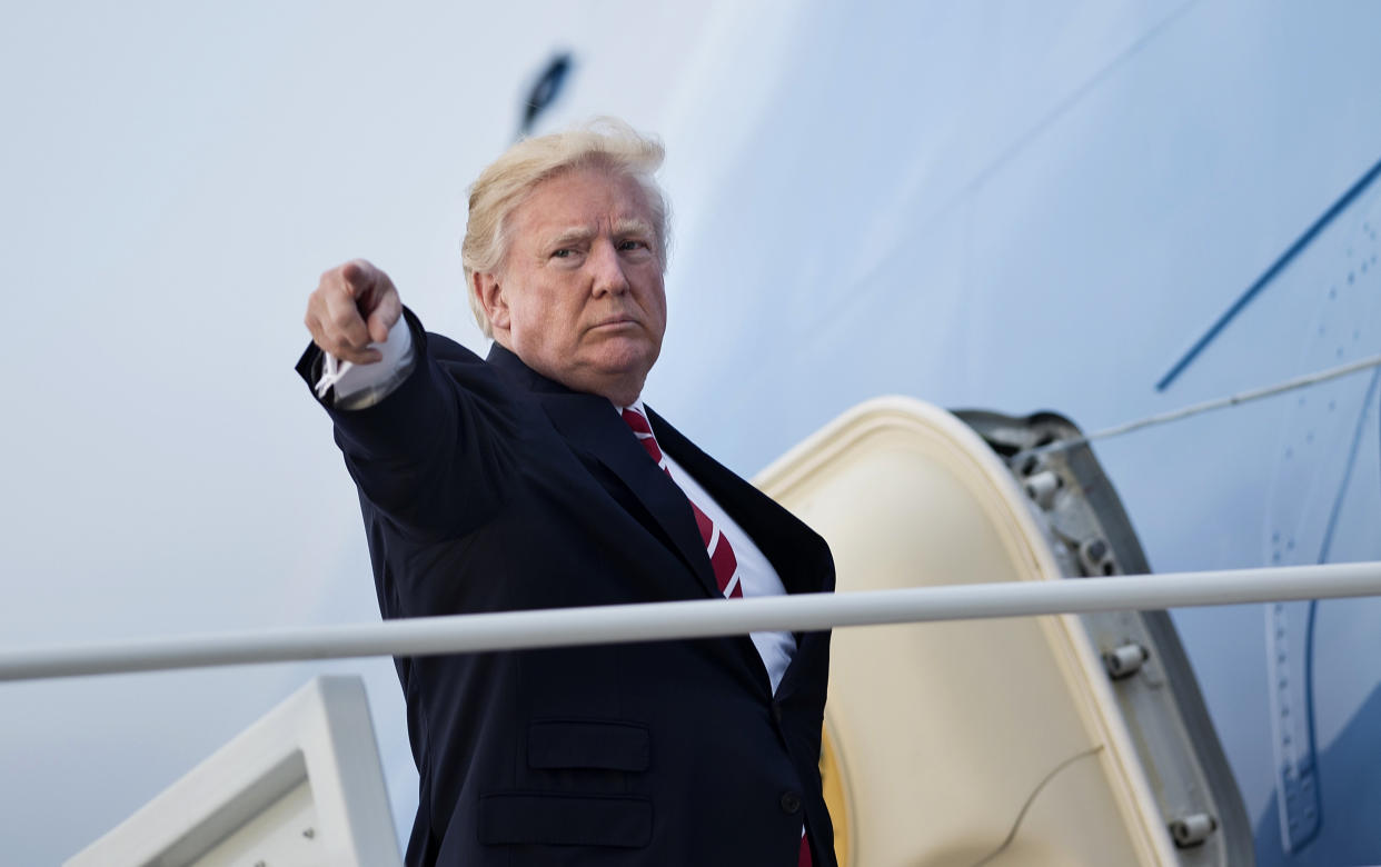 President Donald Trump gave a quick thumbs-up for "The Art of the Donald" on Twitter after the author plugged it on Fox News. (Photo: BRENDAN SMIALOWSKI via Getty Images)
