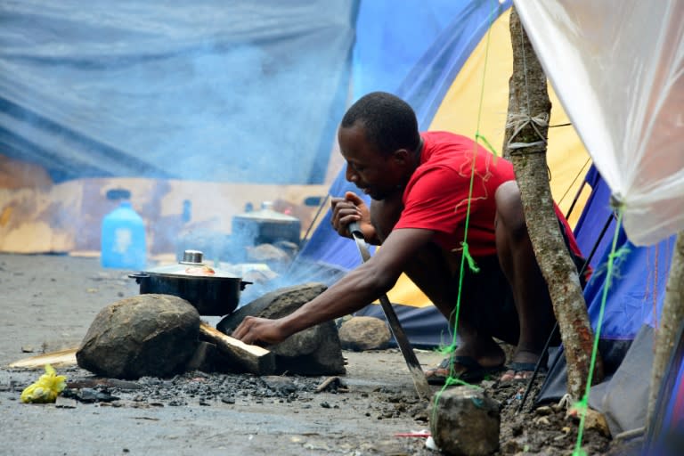 A makeshift camp in Costa Rica's Penas Blancas, close to the border with Nicaragua, houses hundreds of Haitians, Congolese, Senegalese and Ghanahian migrants who are all waiting to continue their journey to the United States