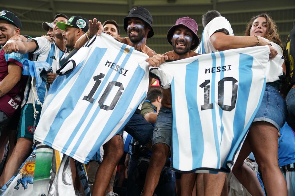 Argentina fans in the stands prior to the clash with Australia (Mike Egerton/PA) (PA Wire)