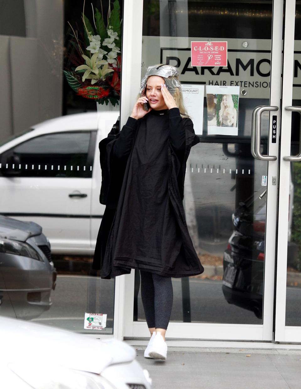 MAFS star Jessika Power spotted outside a hairdressing salon on the Gold Coast on Thursday. Photo: Diimex