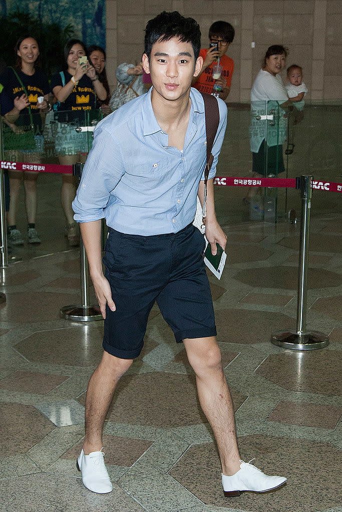 SEOUL, SOUTH KOREA - JUNE 29: South Korean actor Kim Soo-Hyun is seen upon arrival at Gimpo International Airport on June 29, 2013 in Seoul, South Korea. (Photo by Han Myung-Gu/WireImage)