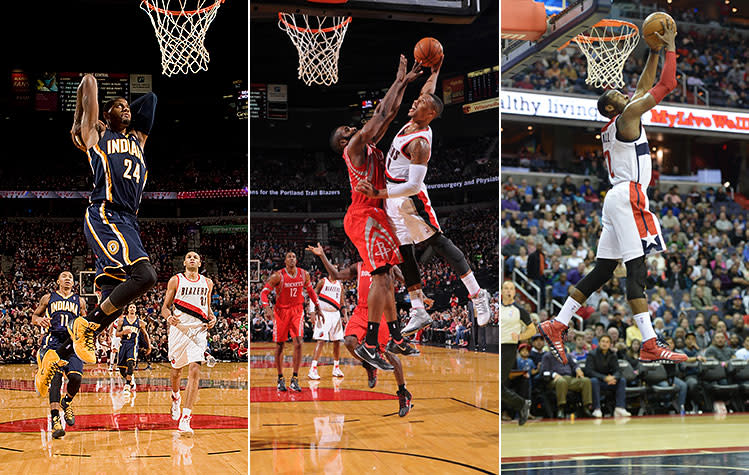 Watch Paul George's dunk on LeBron James