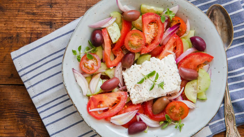 Every Greek menu offers its version of this classic salad. - Angela Kotsell/iStockphoto/Getty Images